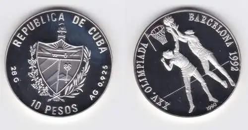 10 Pesos Silber M?nze Kuba Olympiade Barcelona 1992 (155372)