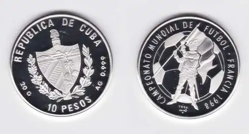 10 Pesos Silber M?nze Kuba Fussball WM 1998 Frankreich (155375)