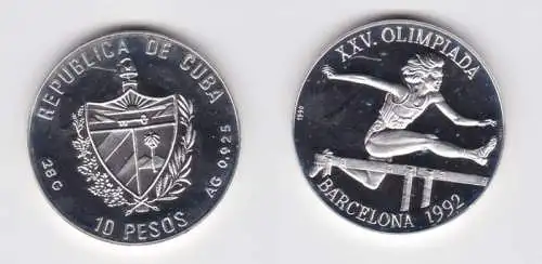 10 Pesos Silber M?nze Kuba 1990 H?rdenlauf Olympiade Barcelona 1992 (157254)