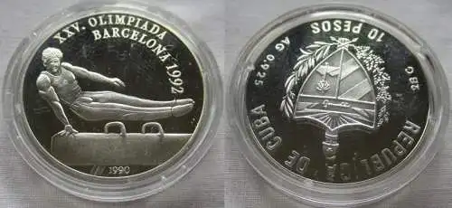 10 Pesos Silber M?nze Kuba Turner Olympiade Barcelona 1992 (153215)