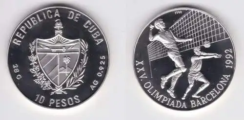 10 Pesos Silber M?nze Kuba Olympiade Barcelona 1992 (155452)