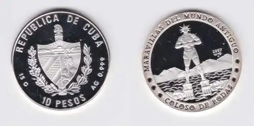 10 Pesos Silber M?nze Kuba Weltwunder der Antike, Koloss von Rhodos 1997 (155155