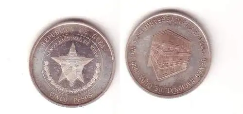 5 Pesos Silber M?nze Kuba Cuba 1975, 25 Jahre Nationalbank Kuba