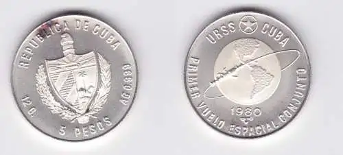 5 Pesos Silber M?nze Kuba Cuba 1980 Weltraumflug UdSSR Kuba (119859)