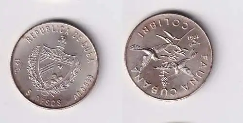 5 Pesos Silber M?nze Kuba 1981 Fauna Cubana Colibri Stgl. (166612)