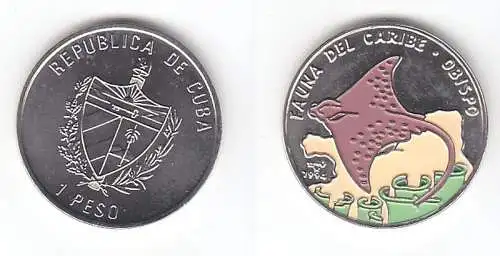 1 Peso Nickel Farb M?nze Kuba Fauna der Karibik, Rochen 1994 (111167)