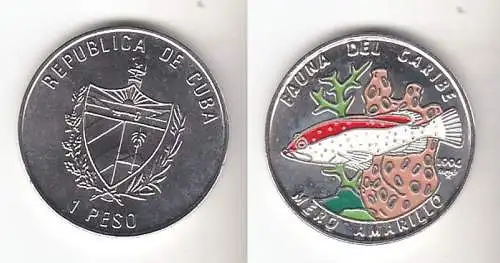 1 Peso Nickel Farb M?nze Kuba Fauna der Karibik, Zackenbarsch 1994 (111767)