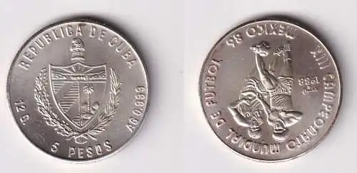 5 Pesos M?nze Kuba Cuba 1988 Fussball Wm in Mexiko 1986 Stgl. (167454)