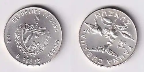 5 Pesos M?nze Kuba Cuba 1981 Fauna Cubana Zunzun Kolibri Stgl. (167345)