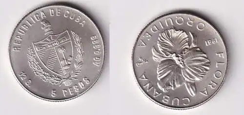 5 Pesos M?nze Kuba Cuba 1981 Flora Cubana Orquidea Stgl. (167255)