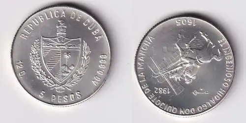 5 Pesos M?nze Kuba Cuba 1982 Don Quichote k?mpft gegen Windm?hle Stgl. (167342)