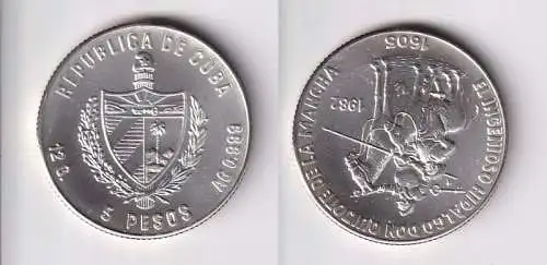 5 Pesos M?nze Kuba Cuba 1982 Don Quichote und Sancho Pansa Stgl. (167242)