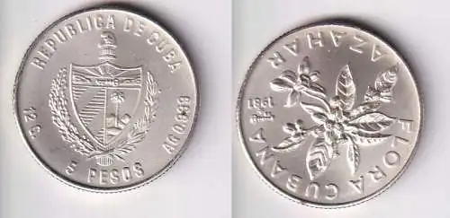 5 Pesos M?nze Kuba Cuba 1981 Flora Cubana Azahar Stgl. (167339)