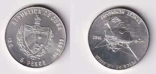 5 Pesos M?nze Kuba Cuba 1981 Ernest Hemmingway Pesca de la Aguja Stgl. (167301)