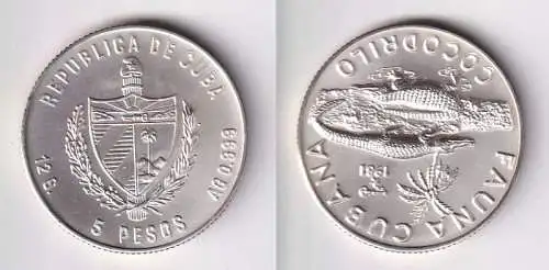 5 Pesos M?nze Kuba Cuba 1981 Fauna Cubana Cocodrilo Stgl. (166945)