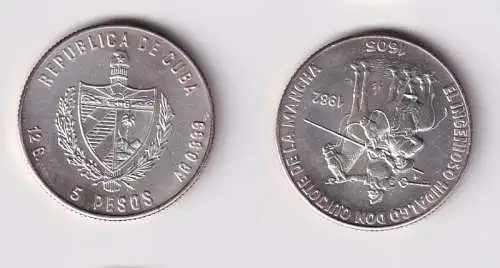 5 Pesos M?nze Kuba Cuba 1982 Don Quichote und Sancho Pansa Stgl. (166204)