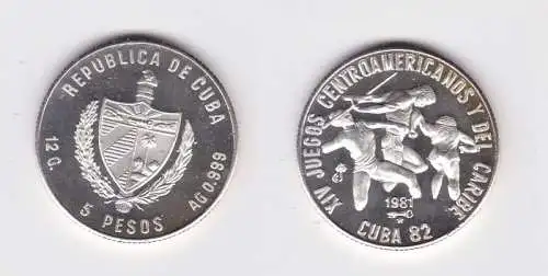 5 Pesos M?nze Kuba Cuba 1981 XIV. Zentralamerik. & karibische Spiele 1982 (11582