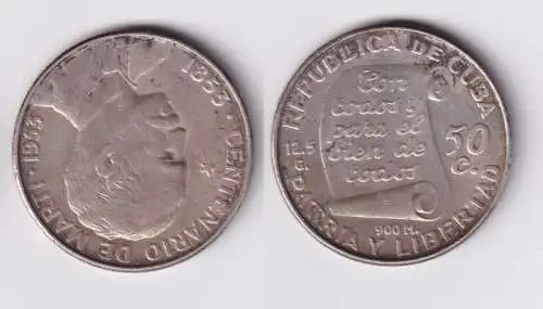 50 Centavos Silber M?nze Kuba 1953 900er Silber (157780)