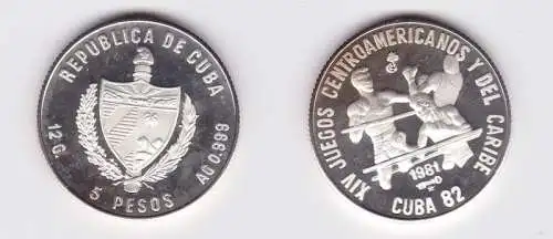 5 Pesos M?nze Kuba Cuba 1981 XIV. Zentralamerik. & karibische Spiele 1982 (11251