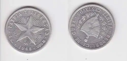 20 Centavos Silber M?nze Kuba 1948 900er Silber (166731)