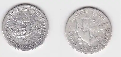 20 Centavos Silber M?nze Kuba 1952 900er Silber (166602)