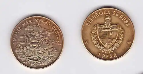 1 Peso Nickel M?nze Kuba Flotte von Kolumbus 1990 (119574)