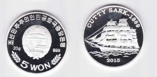 5 Won Silber M?nze Korea Cutty Sark 1869 PP 2015 (127135)