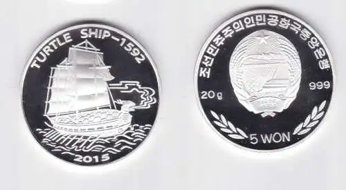 5 Won Silber M?nze Korea Turtle Ship 1592 PP (126784)