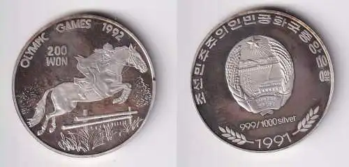 200 Won Silber M?nze Korea Olympiade 1992 Reiter 1991 (151683)