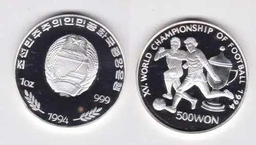 500 Won Silber M?nze Volksrepublik Korea Fussball WM USA 1994 PP(159134)