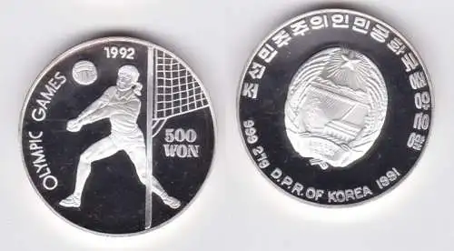500 Won Silber M?nze Korea Olympiade 1992 Volleyball PP (124753)