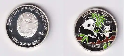 2 Won Silber M?nze Korea Fauna of Asia Panda B?r 2002 PP (158539)