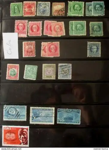 alte Briefmarkensammlung Kuba Cuba ab etwa 1900 mit 34 Briefmarken