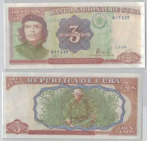 3 Pesos Banknote Cuba Kuba 1995 Ch? kassenfrisch (141652)