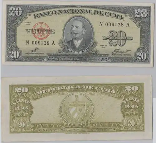 20 Pesos Banknote Cuba Kuba 1960 Antonio Maceo (144911)