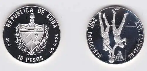 10 Pesos Silber Münze Kuba Olympiade Barcelona 1992 (171737)