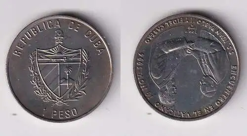 1 Peso Nickel Münze Kuba Besuch Fidel Castro's im Vatikan 1997 (102859)