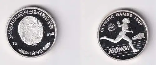100 Won Silber Münze Korea 1995 Olympische Spiele 1998 Sprint 7g 999 Ag (105918)