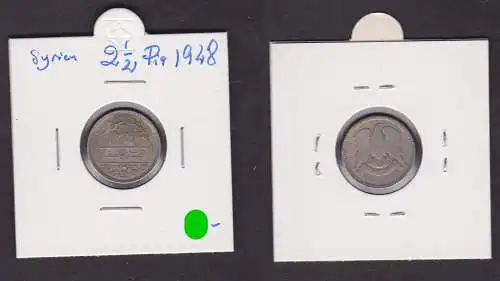 Syrien 2 1/2 Qirsh / Piaster 1948 Kursmünze (1948-1955) ss (172275)