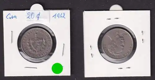 20 Cents Kupfer Nickel Münze Kuba Cuba 1962 ss (171910)