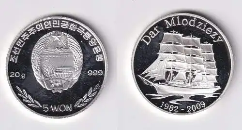 5 Won Silber Münze Korea Segelschiff Dar Mlodziezy 2009 (120463)