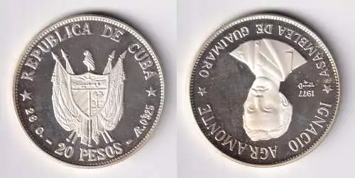 20 Pesos Silber Münze Kuba 1977 Ignacio Agramonte 26g 925 AG (123406)