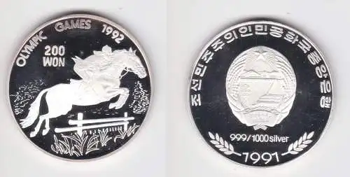 200 Won Silber M?nze Korea Olympiade 1992 Reiter 1991 (172398)