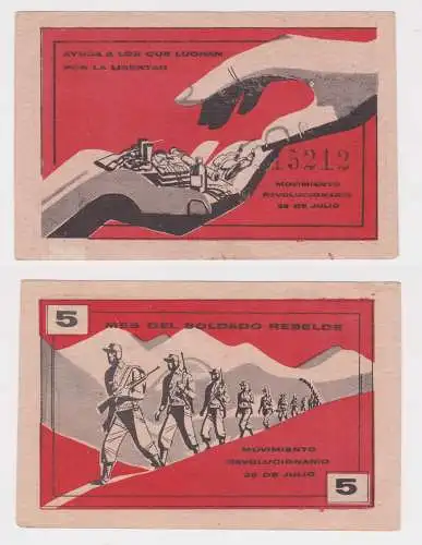 5 Pesos Banknote Kuba Cuba “Mes del Soldado Rebelde” um 1955 (143329)