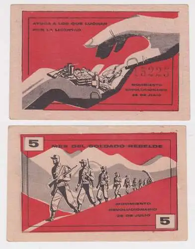 5 Pesos Banknote Kuba Cuba “Mes del Soldado Rebelde” um 1955 (144554)