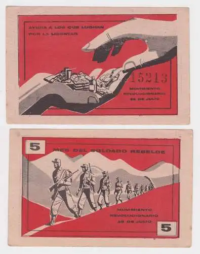 5 Pesos Banknote Kuba Cuba “Mes del Soldado Rebelde” um 1955 (147054)