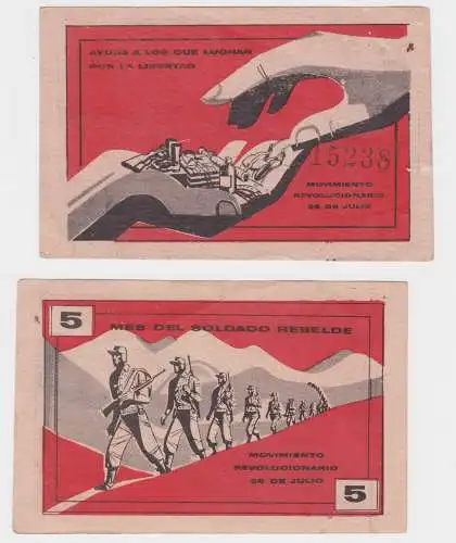 5 Pesos Banknote Kuba Cuba “Mes del Soldado Rebelde” um 1955 (140462)
