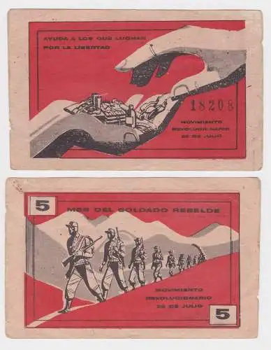5 Pesos Banknote Kuba Cuba “Mes del Soldado Rebelde” um 1955 (143249)