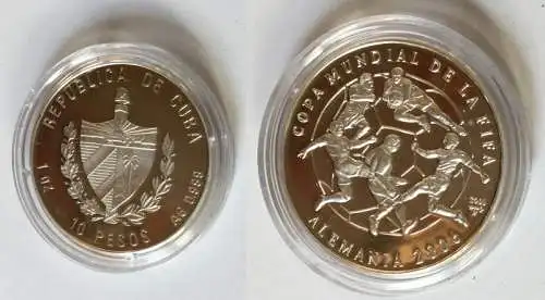 10 Pesos Silber Münze Kuba Fussball WM Deutschland 2006 (5/120868)