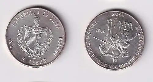 5 Pesos Silber Münze Kuba Cuba 1982 Don Quichote und Sancho Panza Stgl. (neu/1/166204)